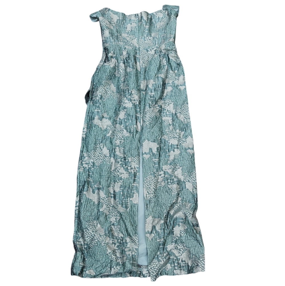 Off Shoulder Column Dress with Ruffles Gia Franco NWT Green Gold Designer Gown - Picture 5 of 5